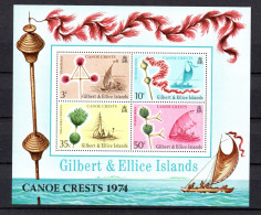 Gilbert & Ellice Islands 1974 Sheet Ships/boats Stamps (Michel Block 1) MNH - Gilbert- Und Ellice-Inseln (...-1979)