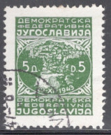 Yugoslavia 1945 Single Stamp From The New Daily Stamps In Fine Used - Oblitérés