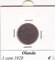 PAESI BASSI OLANDA 1 CENT  WILHELMINA  ANNO 1928 COME DA FOTO - 1 Centavos