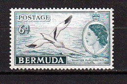 BERMUDES - N°141 * (1953-58) 6p Bleu-vert Et Noir : Phaéton Legere Trace De Charniere - Bermudes