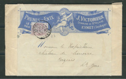 FRANCE 1912 N° 108 Obl. Seul S/Lettre Publicitaire C à D Eymes Pour Cazeres - 1900-29 Blanc