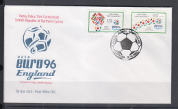 SOCCER - TURKISH CYPRUS - 1996 - EURO CHAMPIONSHIPS SET OF 2   ON  ILLUSTRATED FDC - Fußball-Europameisterschaft (UEFA)