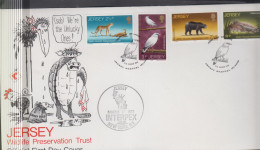 JERSEY - 1972 - WILDLIFE SET OF 4 ON ILLUSTRATED FDC WITH INTERPEX CACHET - Jersey