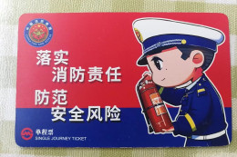 Shanghai Metro Single Journey Ticket Card, China Fire And Rescue, Used - Unclassified