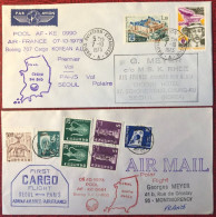 France, Premier Vol (Boeing 707) PARIS / SEOUL 7.10.1973 - 2 Enveloppes - (A1444) - Erst- U. Sonderflugbriefe