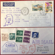 France, Premier Vol (Boeing 707) PARIS / SEOUL 7.10.1973 - 2 Enveloppes - (A1444) - Premiers Vols