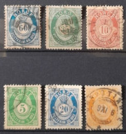 Lot 6 Très Anciens Timbres Oblitérés Norvège - Oblitérés