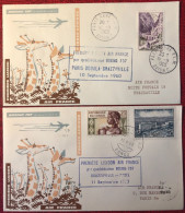 France, Premier Vol (Boeing 707) PARIS / BRAZZAVILLE 10.9.1960 - 2 Enveloppes - (A1461) - Primeros Vuelos