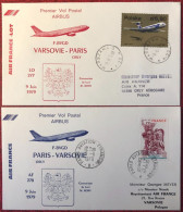 France, Premier Vol (Airbus) PARIS / VARSOVIE 9.6.1979 - 2 Enveloppes - (A1471) - Primi Voli