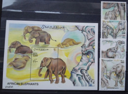 Somalia 2000, African Elephant, MNH S/S And Stamps Set - Somalia (1960-...)