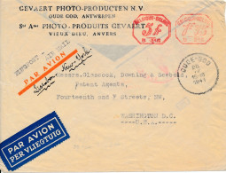 Rode Frankeermachine B318 Op Brief – Gevaert Photo - Oude God 26 IV 1941 Via Airmail Naar USA - Censuur - Sonstige & Ohne Zuordnung