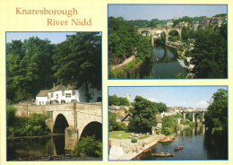 KNARESBOROUGH, HARROGATE, YORKSHIRE, MULTIPLE VIEWS, ARCHITECTURE, BRIDGE, PORT, BOATS,ENGLAND, UNITED KINGDOM, POSTCARD - Harrogate