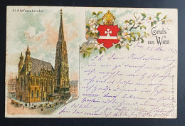 AK Litho Gruss Aus Wien St. Stephanskirche Gestempelt/o WIEN 1897 Ankunft KANDERN - Kirchen