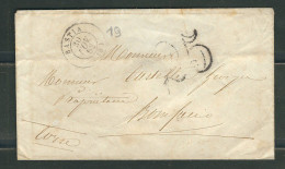 FRANCE 1852 Marque Postale Taxée De Bastia - 1852 Louis-Napoleon