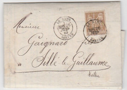 Lettre Avec Type Sage N°80, 30c Brun Jaune, Avec Perforation "P.L", EntrepriseTalvande, Le Mans, 1883 - 1876-1898 Sage (Type II)