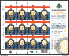 2008 San Marino, Centenario Fondazione Inter, Minifoglio Di 12 Valori - MNH** - Blocchi & Foglietti