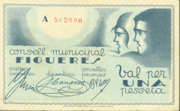 Espagne Guerre D'Espagne Billet 1 Pesseta Consell Municpal Figueres - 1-2 Pesetas