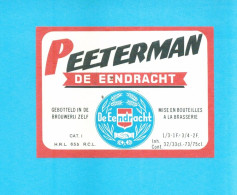Belgisch Bieretiket Brouwerij DE EENDRACHT Leuven PEETERMAN (5104) - Beer