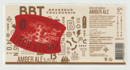 Etiquette De Bière Amber Ale  -  Red Storm  -  Brasserie  Toulousain à Cornebarrieu  (31) - Beer
