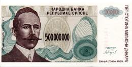 BOSNIE HERZEGOVINE› Bosnie, République Serbe 500,000,000 Dinara 1993 - Bosnië En Herzegovina