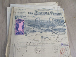 Facture Illustrée + Vignette Biscuits Pernot 1905 Dijon - Andere & Zonder Classificatie