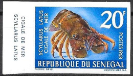 Senegal/Sénégal: Non Dentellati, Imperforate, Non Dentelé, Scyllarides Latus, (cigala Di Mare, Sea Cicada, Cigale De Mer - Crostacei