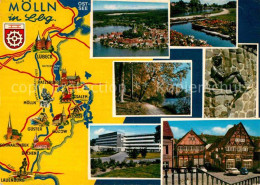 72847732 Moelln Lauenburg Landkarte Mit Sehenswuerdikeiten Uferweg Am See Altsta - Moelln
