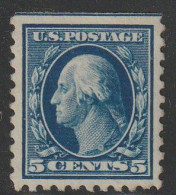 Etats-Unis D'Amérique - N°203 * (1916-19) G.Washington : 5c Bleu (dentelé 10) Sans Filigrane - Gebruikt