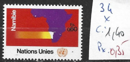 NATIONS UNIES OFFICE DE GENEVE 34 * Côte 1.40 € - Neufs