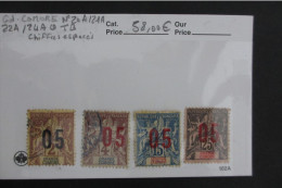 COLONIES Gde COMORE N°20A/21A/22A/24A  CHIFFRES ESPACES Oblit. TB COTE 58 EUROS VOIR SCANS - Unused Stamps