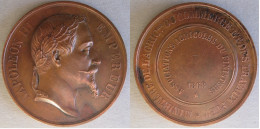 Médaille En Cuivre Association Agricoles Du Finistère 1868 , Napoleon III , Gravée Par BARRE - Monarquía / Nobleza