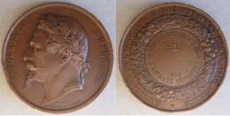Médaille En Cuivre Napoléon III , Concours Agricole LAVAL 1862 Animaux Reproducteurs, Gravée Par Caque - Monarchia / Nobiltà