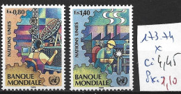 NATIONS UNIES OFFICE DE GENEVE 173-74 * Côte 4.45 € - Unused Stamps