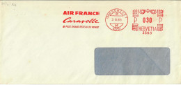 Switzerland Meter Stamp EMA Avec Slogan Air France Caravelle - Frankeermachinen