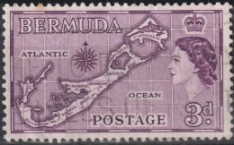 1953 Bermuda ° Mi:BM 135, Sn:BM 148, Yt:BM 138, Map Of Bermuda, Country Motifs - Bermudes