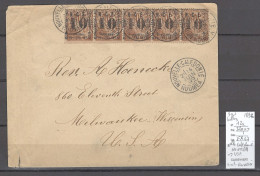 Nouvelle Calédonie - Yvert 12 A - Bande De 5 - Pour Les Etats Unis - 1892 - Lettres & Documents