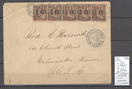 Nouvelle Calédonie - Yvert 12 A - Bande De 5 - Pour Les Etats Unis - 1892 - Covers & Documents