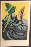 1906 Lady In Black Dress With Parrot  Artist Sig. I- VF 261 - Mode