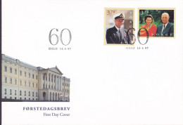 Norway 1997 FDC Cover Ersttags Brief 60. Geburtstag Harald V. & Sonja Complete Set !! - FDC