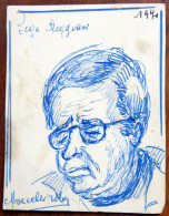 Petit Portrait Sur Carton De Serge REGGIANI De 1970 - C'est Signé - Dessins