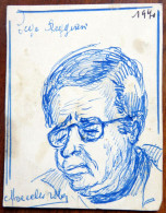 Petit Portrait Sur Carton De Serge REGGIANI De 1970 - C'est Signé - Drawings