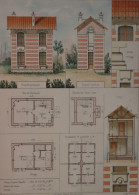 PLAN =  PAVILLON ECONOMIQUE        37 X 28 CM  VOIR IMAGES ÉTAT DES PLANS - Arquitectura