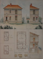 PLAN =  PAVILLON ECONOMIQUE        37 X 28 CM  VOIR IMAGES ÉTAT DES PLANS - Architecture