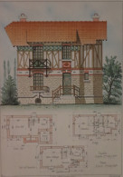 PLAN =    MAISON BOURGEOISE            37 X 28 CM  VOIR IMAGES ÉTAT DES PLANS - Architectuur