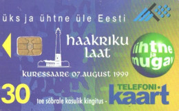 Estonia:Used Phonecard, Haakrik Fair Test Card, Lighthouse, 1999 - Estonia