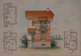 PLAN =    PAVILLON  RUE DES ACACIAS  A CHAMPIGNY   SEINE          37 X 28 CM  VOIR IMAGES ÉTAT DES PLANS - Architettura