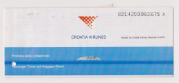 CROATIA AIRLINES, Croatian Airline Carrier Passenger Ticket And Baggage Check Used (66001) - Billetes