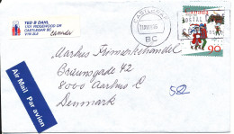 Canada Cover Sent To Denmark Castlegar BC 11-12-1996 Single Christmas Stamp - Cartas & Documentos