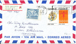 Canada Air Mail Cover Sent To Norway Calgary 17-12-1972 - Poste Aérienne