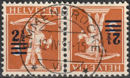 Schweiz Suisse 1921: Fils De Tell (2 1/2c) Kehrdruck / Tête-bêche Zu+Mi K13  Voll-⊙ EMMENBRÜCKE 12.IV.21 (Zu CHF 9.50) - Kopstaande